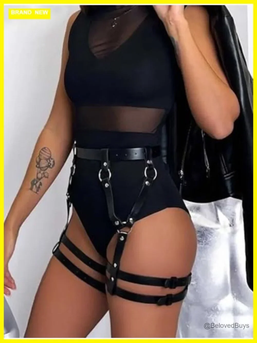 Faux Leather Waist & Double Thigh Belt with Alloy Buckles, Adjustable